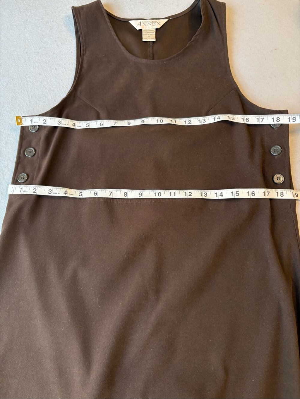 Vintage Casual Corner Brown Faux Suede Sleeveless Maxi Dress Side Buttons Sz 12 - Picture 9 of 10